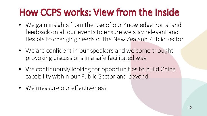 CHINA CAPABLE PUBLIC SECTOR How CCPS works: View from the inside • We gain