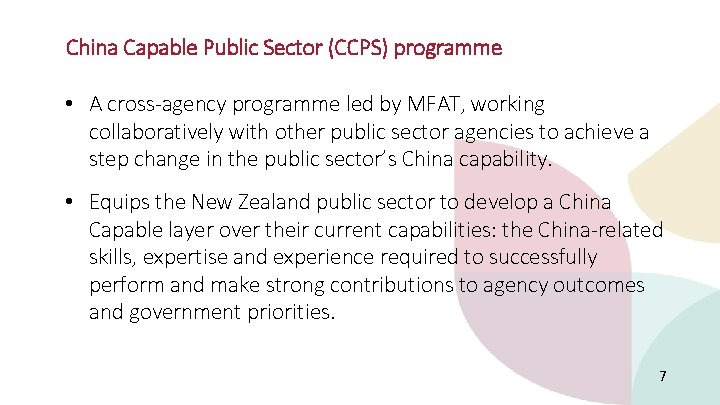 CHINA CAPABLE PUBLIC SECTOR China Capable Public Sector (CCPS) programme • A cross-agency programme