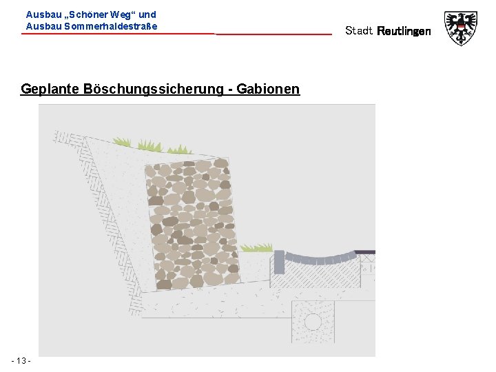 Ausbau „Schöner Weg“ und Ausbau Sommerhaldestraße Geplante Böschungssicherung - Gabionen - 13 - Stadt