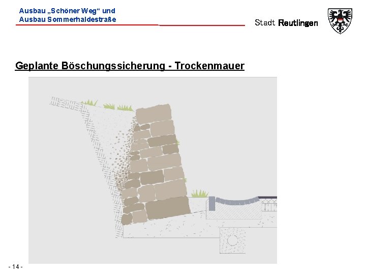 Ausbau „Schöner Weg“ und Ausbau Sommerhaldestraße Geplante Böschungssicherung - Trockenmauer - 14 - Stadt