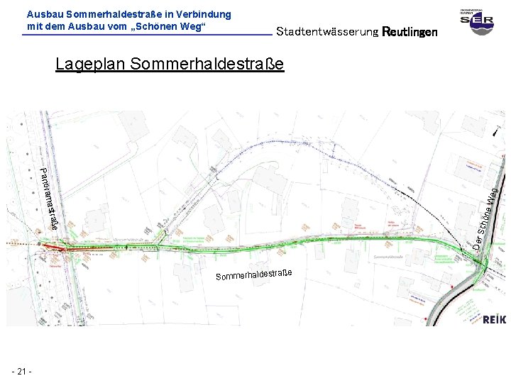 Ausbau Sommerhaldestraße in Verbindung mit dem Ausbau vom „Schönen Weg“ Stadtentwässerung Reutlingen Lageplan Sommerhaldestraße