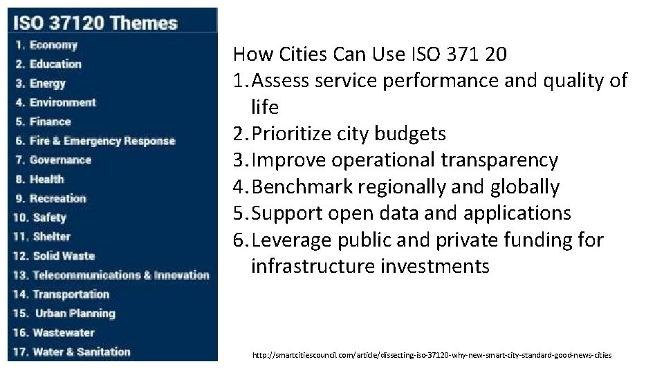 How Cities Can Use ISO 371 20 1. Assess service performance and quality of