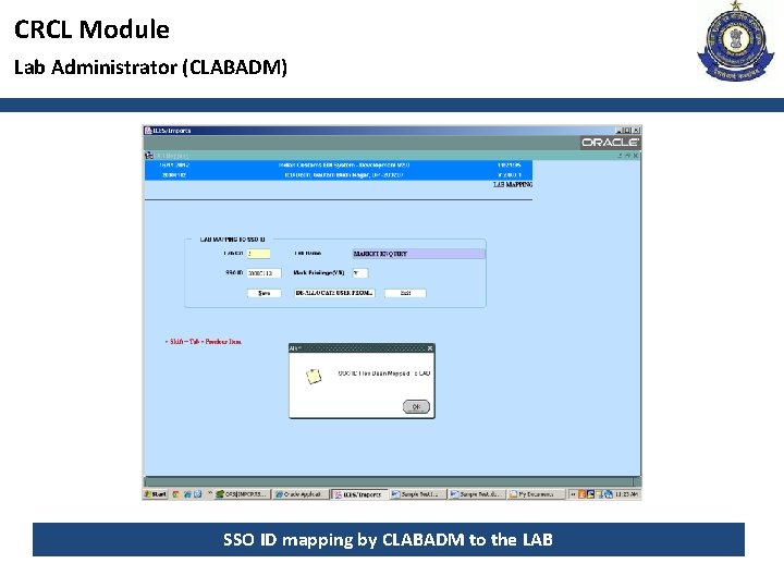 CRCL Module Lab Administrator (CLABADM) SSO ID mapping by CLABADM to the LAB 