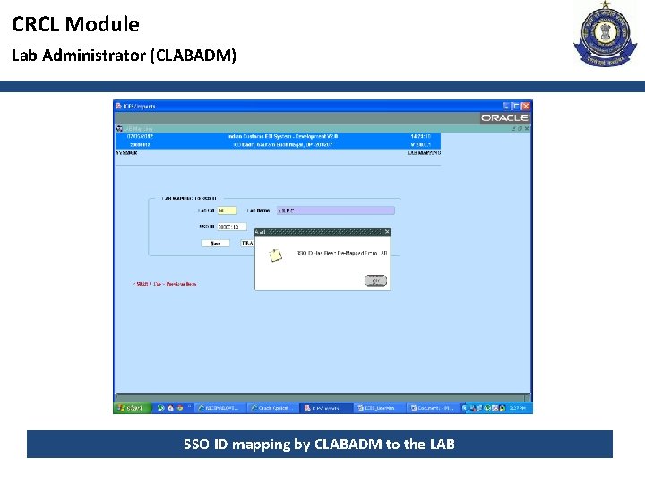 CRCL Module Lab Administrator (CLABADM) SSO ID mapping by CLABADM to the LAB 