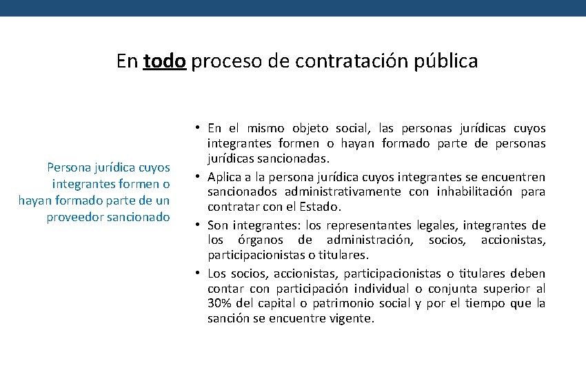 En todo proceso de contratación pública Persona jurídica cuyos integrantes formen o hayan formado