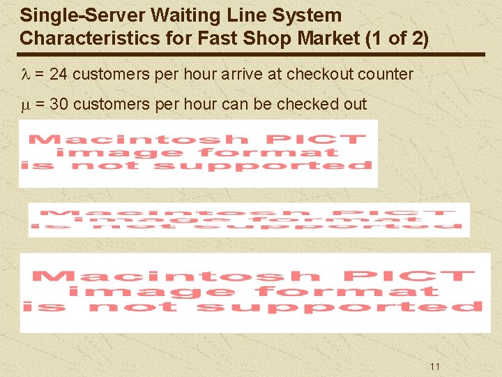 Single-Server Waiting Line System Characteristics for Fast Shop Market (1 of 2) = 24