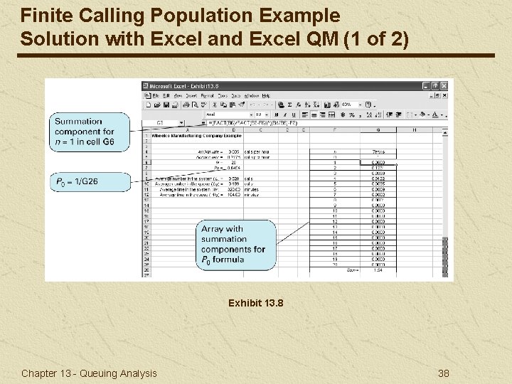 Finite Calling Population Example Solution with Excel and Excel QM (1 of 2) Exhibit