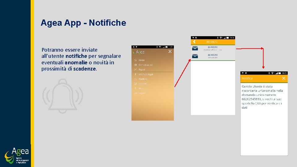 Agea App - Notifiche Potranno essere inviate all’utente notifiche per segnalare eventuali anomalie o