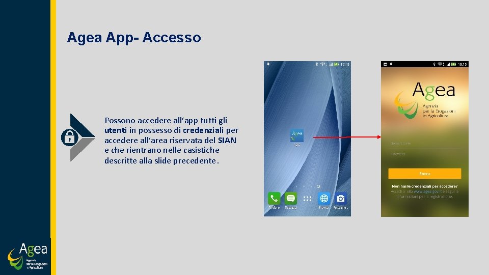 Agea App- Accesso Possono accedere all’app tutti gli utenti in possesso di credenziali per