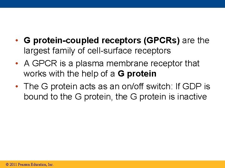  • G protein-coupled receptors (GPCRs) are the largest family of cell-surface receptors •