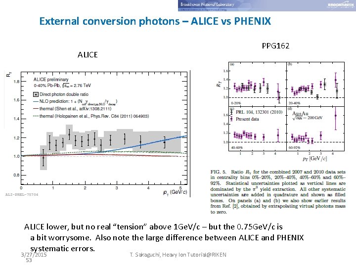 External conversion photons – ALICE vs PHENIX PPG 162 ALICE lower, but no real