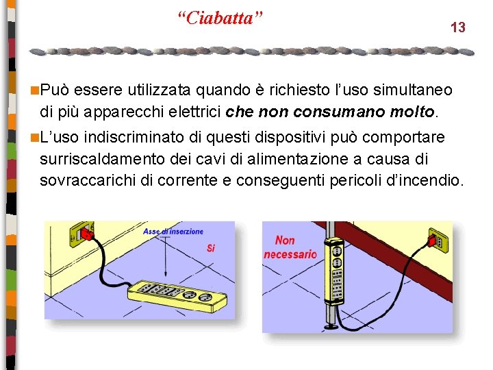 “Ciabatta” 13 n. Può essere utilizzata quando è richiesto l’uso simultaneo di più apparecchi