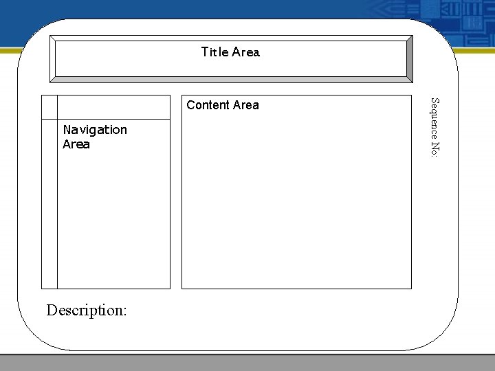 Title Area Navigation Area Description: Sequence No: Content Area 
