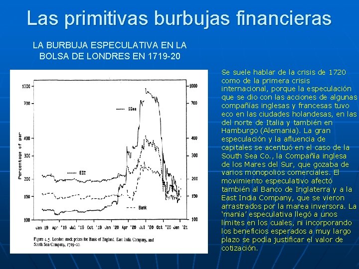 Las primitivas burbujas financieras LA BURBUJA ESPECULATIVA EN LA BOLSA DE LONDRES EN 1719