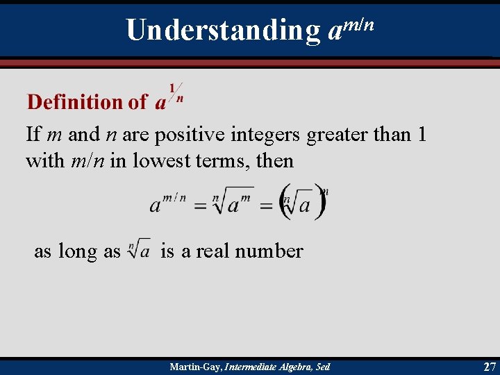 Understanding m/n a If m and n are positive integers greater than 1 with