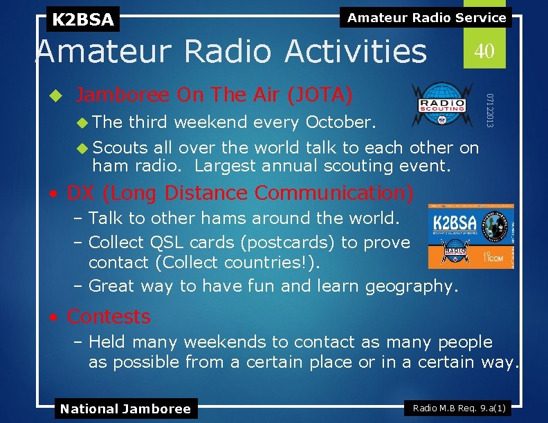 K 2 BSA Amateur Radio Service Amateur Radio Activities Jamboree On The Air (JOTA)