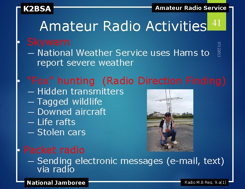 K 2 BSA Amateur Radio Service Amateur Radio Activities ─ National Weather Service uses