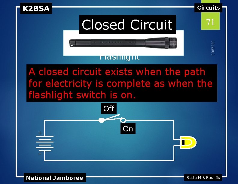 K 2 BSA Circuits Closed Circuit 07122013 Flashlight 71 A closed circuit exists when