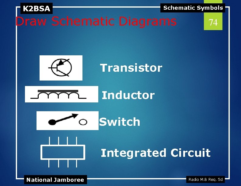 K 2 BSA Schematic Symbols Draw Schematic Diagrams 74 Transistor Inductor Switch Integrated Circuit