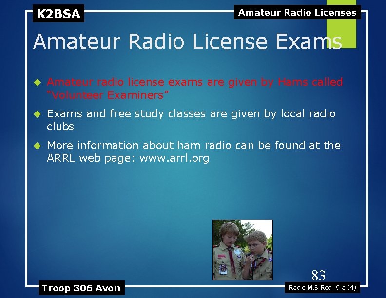 K 2 BSA Amateur Radio Licenses Amateur Radio License Exams Amateur radio license exams