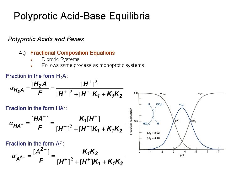 Polyprotic Acid-Base Equilibria Polyprotic Acids and Bases 4. ) Fractional Composition Equations Ø Ø