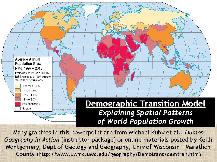 Demographic Transition Model Explaining Spatial Patterns of World Population Growth Many graphics in this