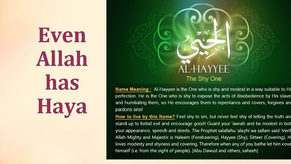 Even Allah has Haya 