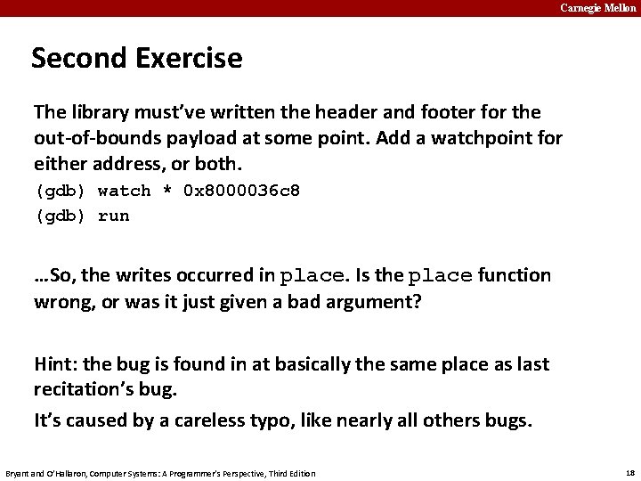 Carnegie Mellon Second Exercise The library must’ve written the header and footer for the