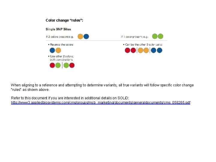 Color change “rules”: When aligning to a reference and attempting to determine variants, all