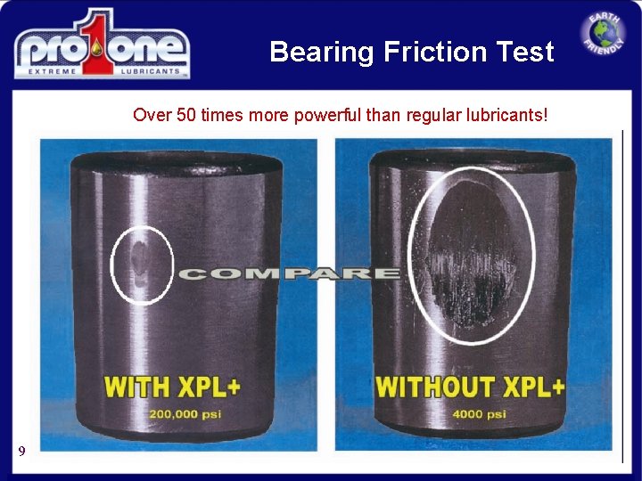 Bearing Friction Test Over 50 times more powerful than regular lubricants! 9 4, 000