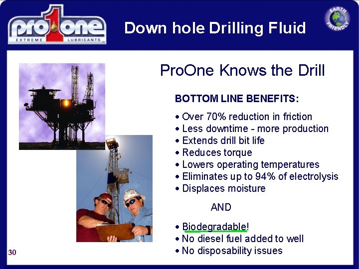 Down hole Drilling Fluid Pro. One Knows the Drill BOTTOM LINE BENEFITS: · Over