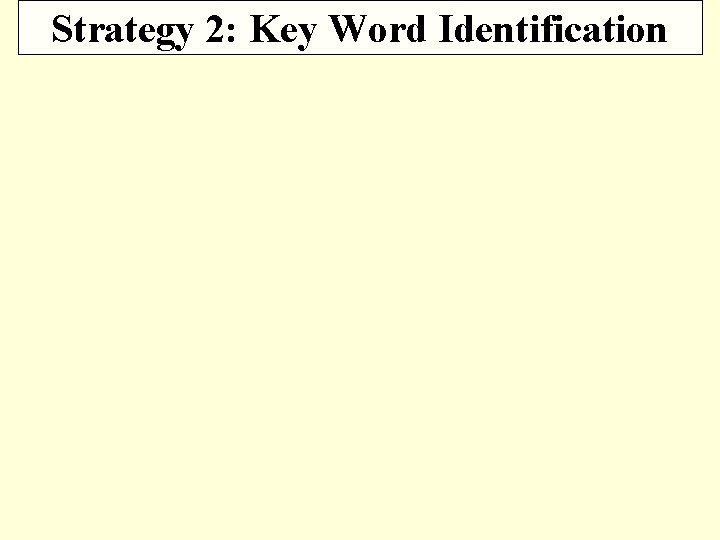 Strategy 2: Key Word Identification 