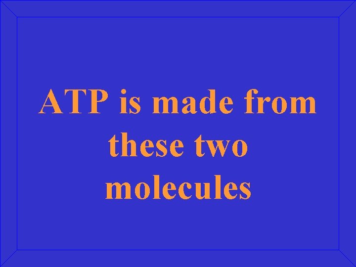 ATP is made from these two molecules 