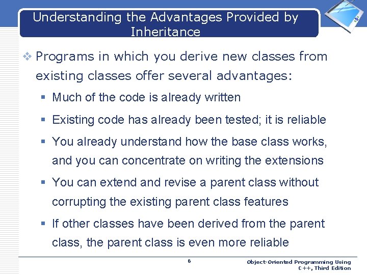 Understanding the Advantages Provided by Inheritance LOGO v Programs in which you derive new