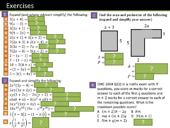 Exercises 1 a b c d e f g h i j k l