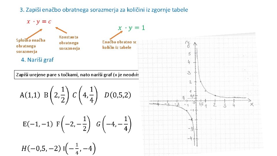  • Splošna enačba obratnega sorazmerja Konstanta obratnega sorazmerja Enačba obratno sorazmernih količin iz