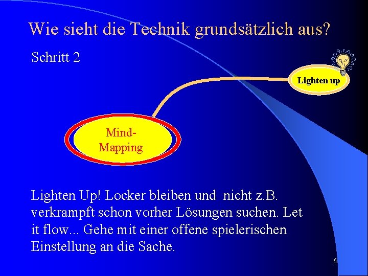 Wie sieht die Technik grundsätzlich aus? Schritt 2 Lighten up Mind. Mapping Lighten Up!