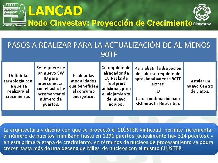 LANCAD Nodo Cinvestav: Proyección de Crecimiento PASOS A REALIZAR PARA LA ACTUALIZACIÓN DE AL