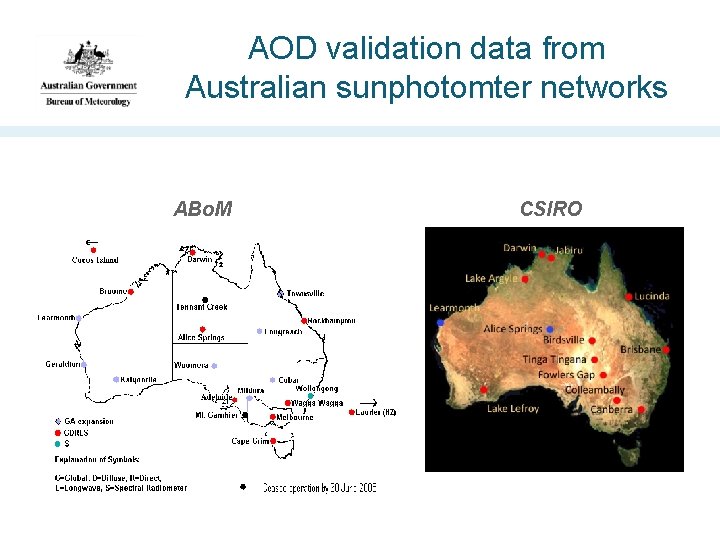 AOD validation data from Australian sunphotomter networks ABo. M CSIRO 