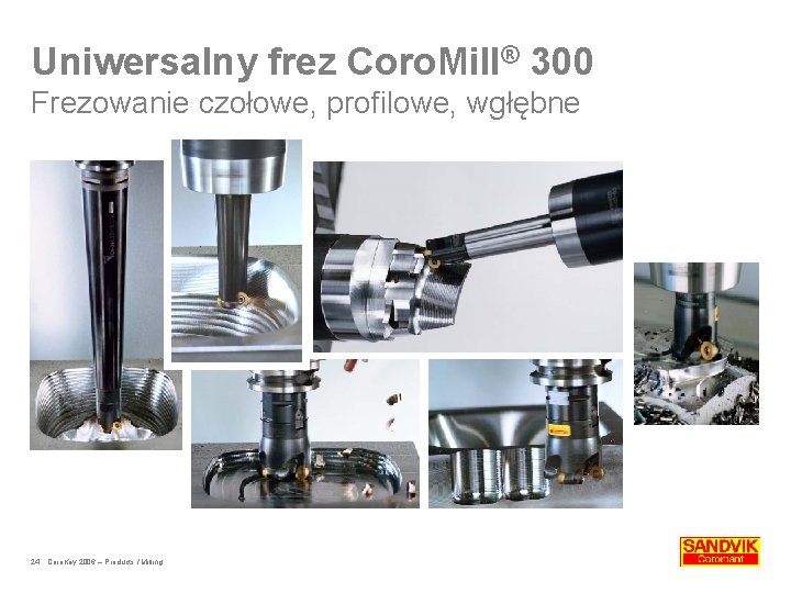 Uniwersalny frez Coro. Mill® 300 Frezowanie czołowe, profilowe, wgłębne 24 Coro. Key 2006 –