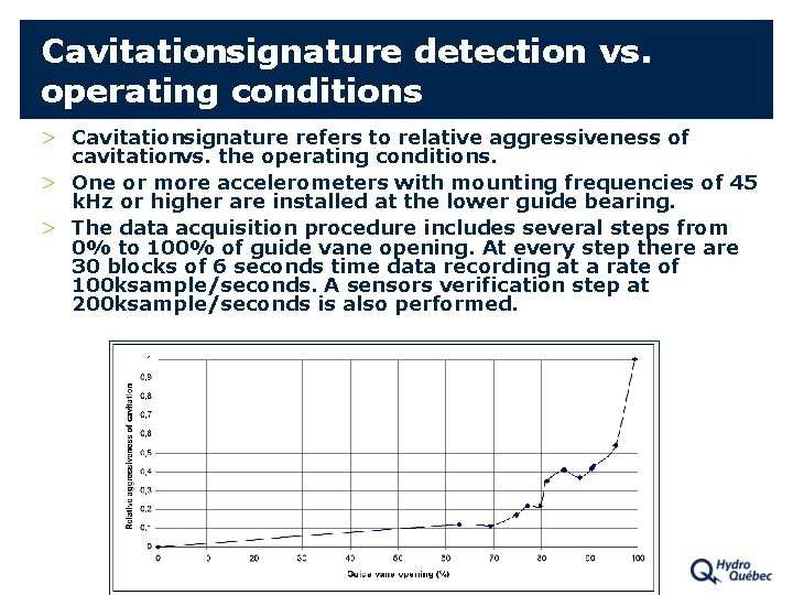 Cavitationsignature detection vs. operating conditions > Cavitationsignature refers to relative aggressiveness of cavitationvs. the