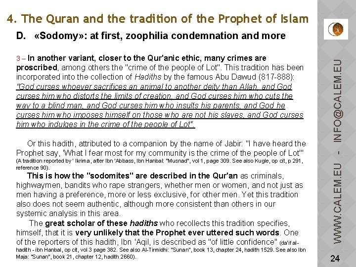 4. The Quran and the tradition of the Prophet of Islam 3 – In