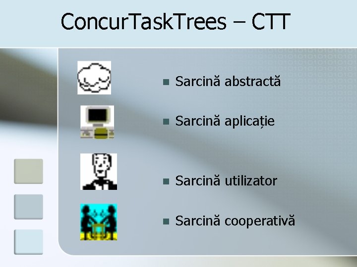 Concur. Task. Trees – CTT n Sarcină abstractă n Sarcină aplicație n Sarcină utilizator