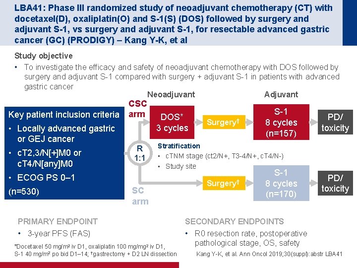 LBA 41: Phase III randomized study of neoadjuvant chemotherapy (CT) with docetaxel(D), oxaliplatin(O) and