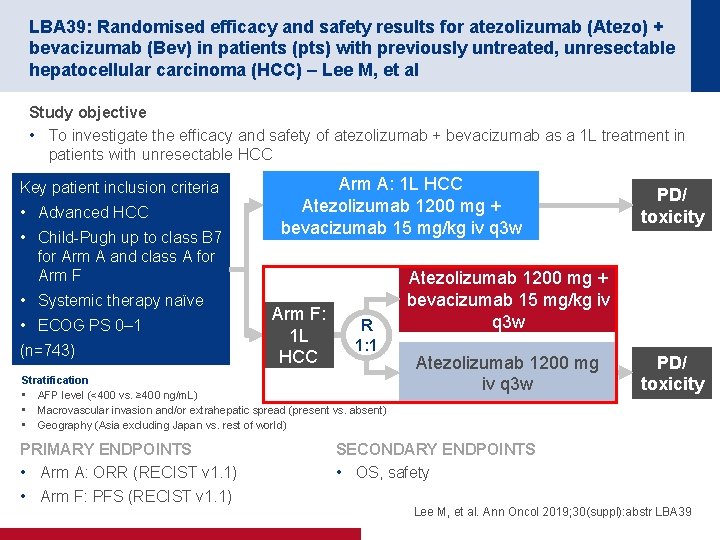 LBA 39: Randomised efficacy and safety results for atezolizumab (Atezo) + bevacizumab (Bev) in
