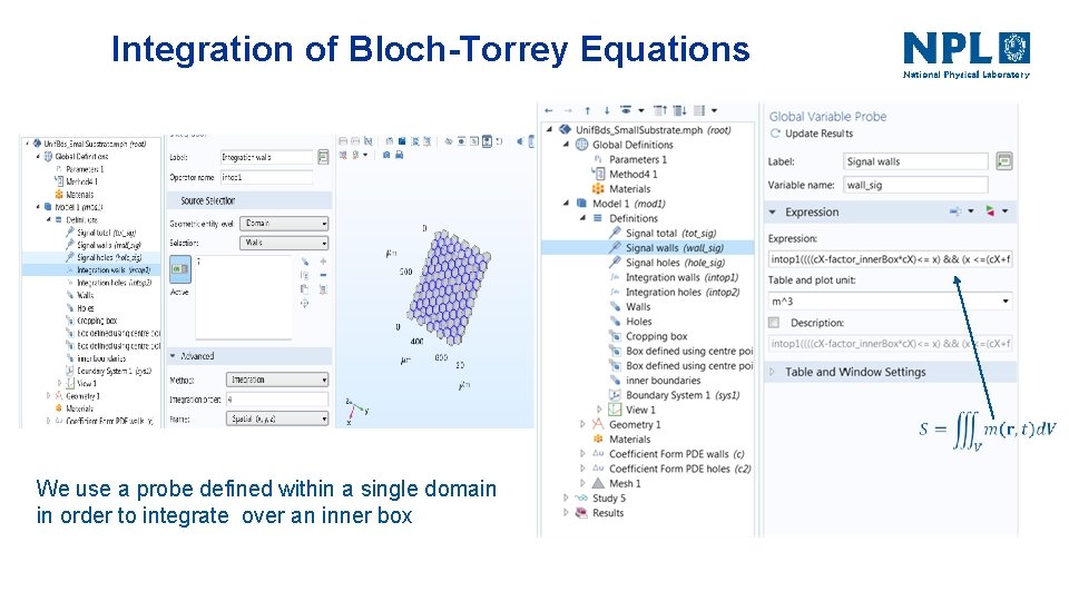 Integration of Bloch-Torrey Equations We use a probe defined within a single domain in