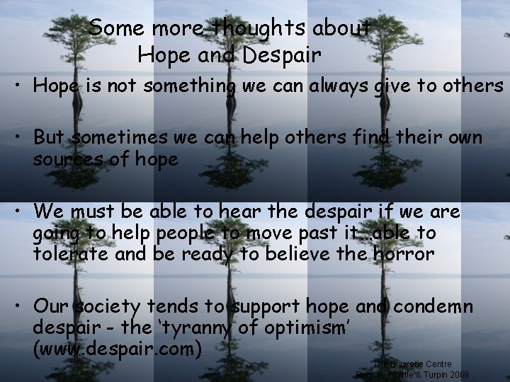 Some more thoughts about Hope and Despair • Hope is not something we can