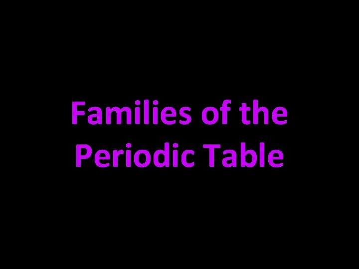 Families of the Periodic Table 