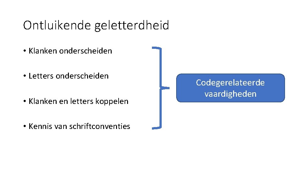 Ontluikende geletterdheid • Klanken onderscheiden • Letters onderscheiden • Klanken en letters koppelen •