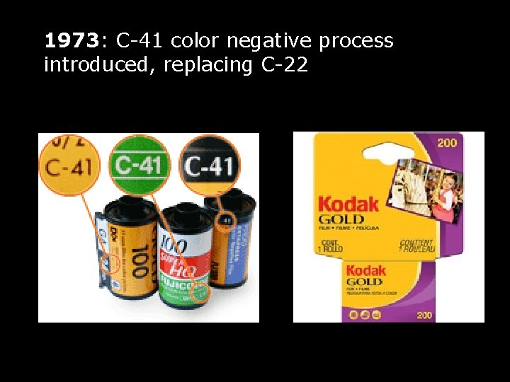 1973: C-41 color negative process introduced, replacing C-22 